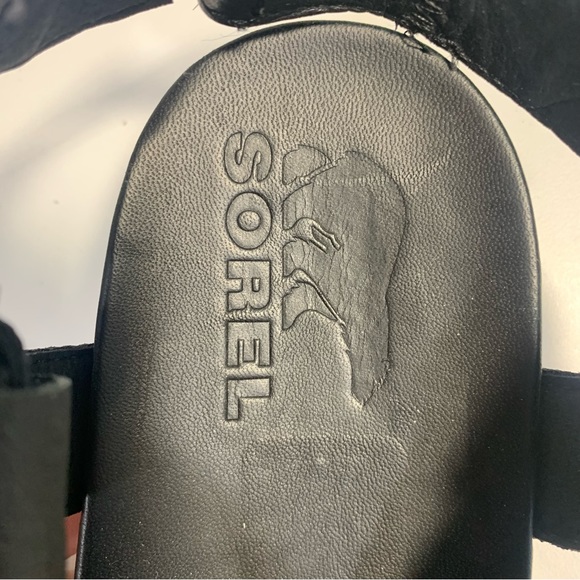 Sorel Women's Roaming Decon Sandals Black Flat Leather Fabric Criss Cross 8M - Picture 5 of 14